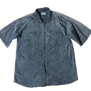 Vintage Tomato Mens XL Acid Wash Short Sleeve Button Down Shirt Faded Black Gray